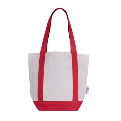 Bolsa de algodón reciclado con bolsillo frontal Rojo