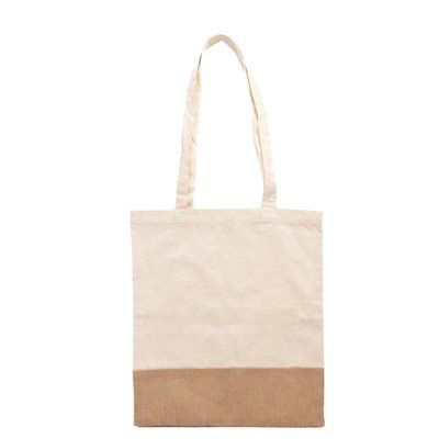 Bolsa de algodón y yute con asas largas