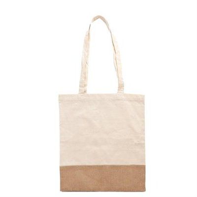 Bolsa de algodón y yute con asas largas