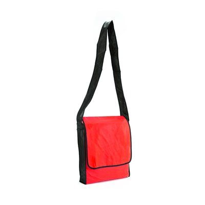 Bolsa bandolera bicolor con solapa en non woven Roj