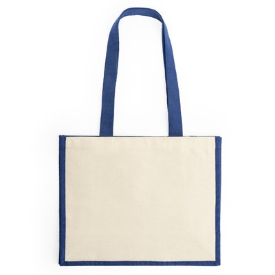 Bolsa bicolor de yute laminado y algodón con asas largas
