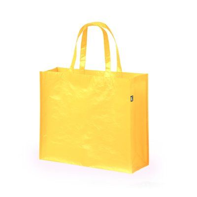 Bolsa de compra ecológica de plástico reciclado laminado Amarillo