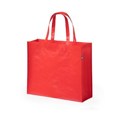 Bolsa de compra ecológica de plástico reciclado laminado Rojo