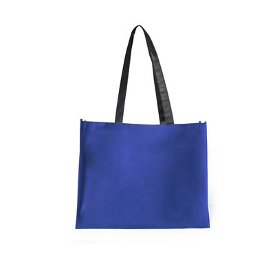 Bolsa de compra en non woven grueso con asas negras Azul