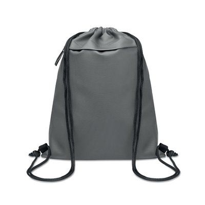 Bolsa con cordón y bolsillo frontal Gris Piedra