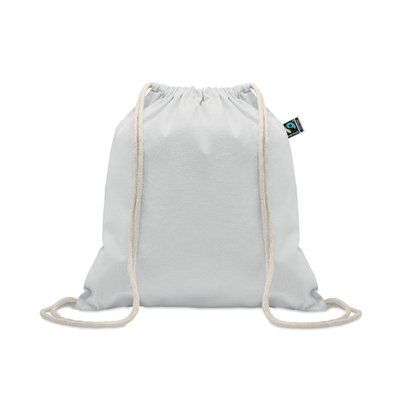 Bolsa de cuerdas de algodón Fairtrade 180 gr/m² Blanco