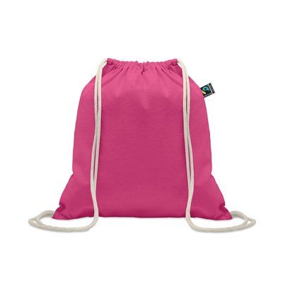 Bolsa de cuerdas de algodón Fairtrade 180 gr/m² Fucsia