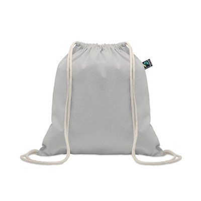 Bolsa de cuerdas de algodón Fairtrade 180 gr/m² Gris