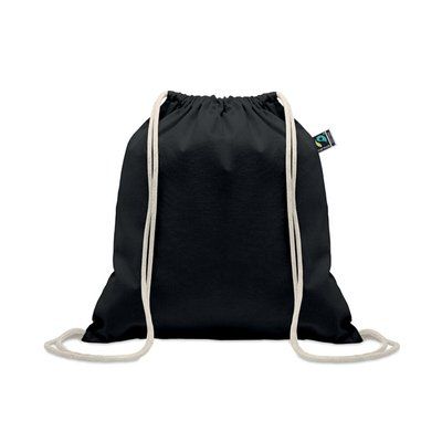 Bolsa de cuerdas de algodón Fairtrade 180 gr/m² Negro