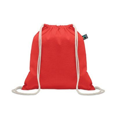 Bolsa de cuerdas de algodón Fairtrade 180 gr/m² Rojo