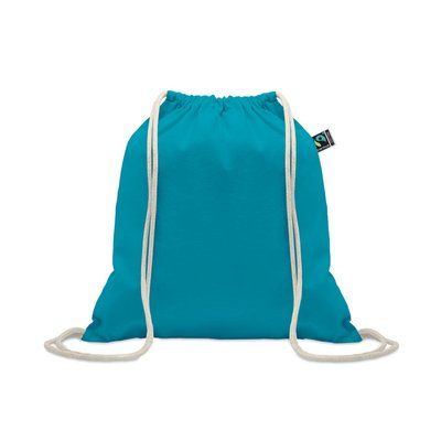 Bolsa de cuerdas de algodón Fairtrade 180 gr/m² Turquesa