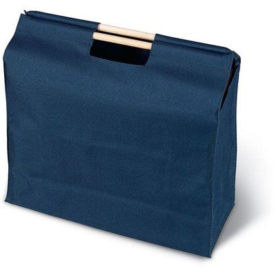 Bolsa de la compra en poliéster 600D con asa de madera Azul
