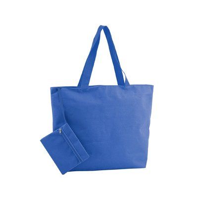 Bolsa de playa personalizada de poliéster con neceser 47 x 34 x 12,5 cm Azul