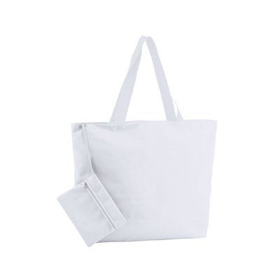 Bolsa de playa personalizada de poliéster con neceser 47 x 34 x 12,5 cm Blanco
