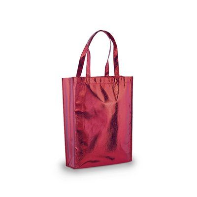 Bolsa de tela non-woven laminado brillante de 80 g/m² 31 x 40 cm Rojo