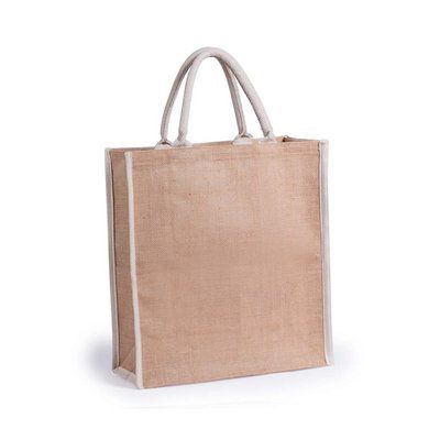 Bolsa ecológica de yute resistente con asas blancas de algodón Natu