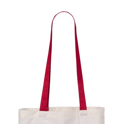 Bolsa feria de algodón 100% con asas largas de color