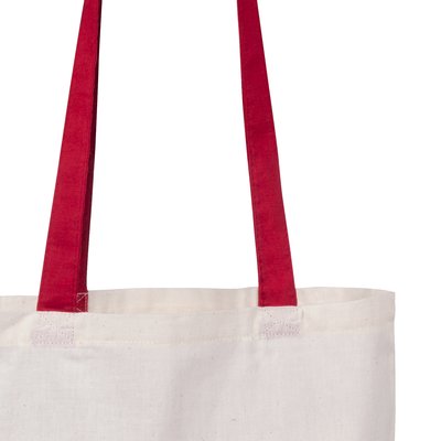 Bolsa feria de algodón 100% con asas largas de color