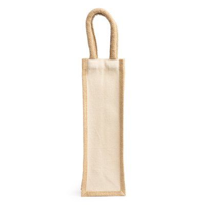 Bolsa ideal para botella de yute laminado y algodón Crudo