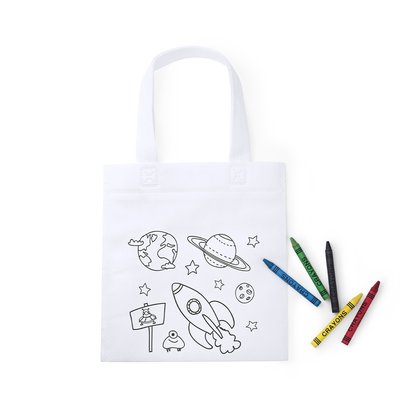 Bolsa infantil non-woven con motivo espacial diseñada para colorear