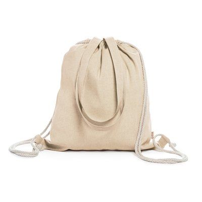 Bolsa mochila algodón reciclado con cordones Crudo
