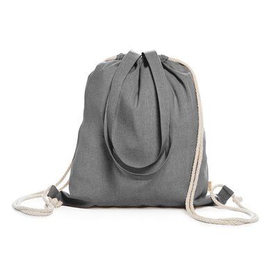 Bolsa mochila algodón reciclado con cordones Negro