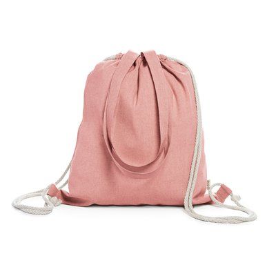 Bolsa mochila algodón reciclado con cordones Rojo Talla Única Adulto