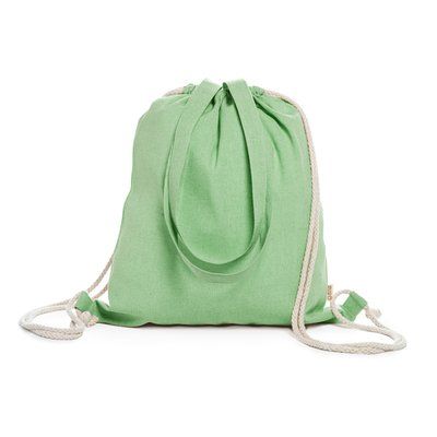 Bolsa mochila algodón reciclado con cordones Verde Helecho Talla Única Adulto