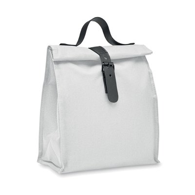 Bolsa nevera aislante con asa y cierre de PU Blanco