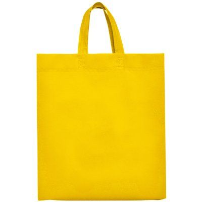 Bolsa non woven con fuelle y asa corta Amarillo 40x35x12cm
