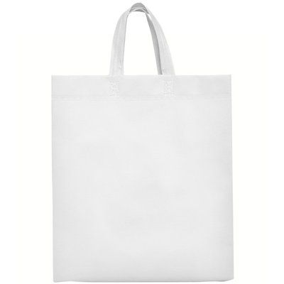 Bolsa non woven con fuelle y asa corta Blanco 40x35x12cm