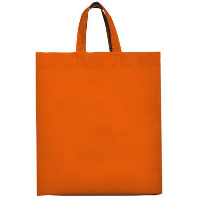 Bolsa non woven con fuelle y asa corta Naranja 40x35x12cm