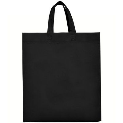 Bolsa non woven con fuelle y asa corta Negro 40x35x12cm