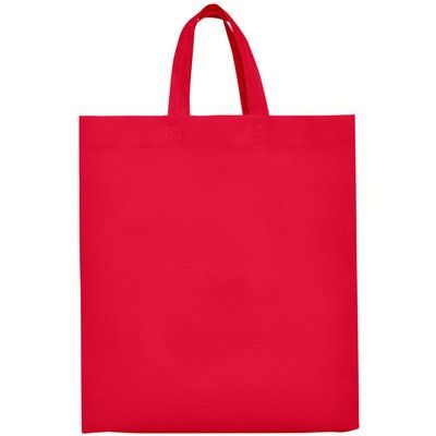 Bolsa non woven con fuelle y asa corta Rojo 40x35x12cm