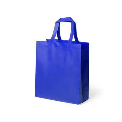 Bolsa non-woven laminado de asas cortas reforzadas Azul