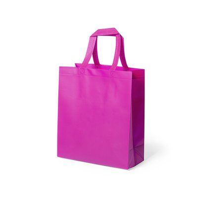 Bolsa non-woven laminado de asas cortas reforzadas Fucsi