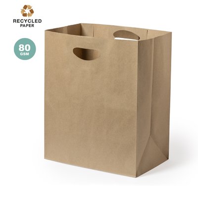 Bolsa Papel 80g/m2 con Fuelle y Asa Troquelada