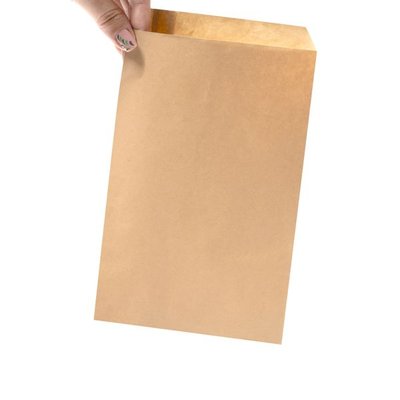 Bolsa de papel mediana con solapa adhesiva