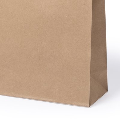 Bolsa de papel reciclable con asas cortas reforzadas