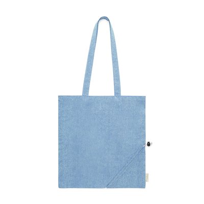 Bolsa Plegable de Algodón con Asas Largas Azul