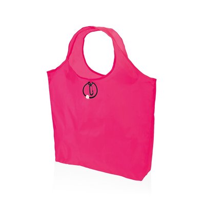 Bolsa plegable color fluorescente de poliéster 190t 42,5 x 38 x 7 cm Fucsia Fluor