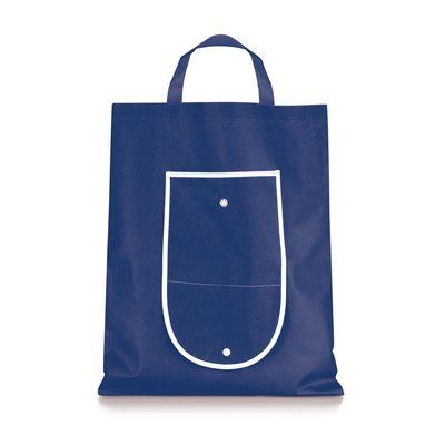 Bolsa plegable en non woven ribete blanco 39 x 47 cm Azul