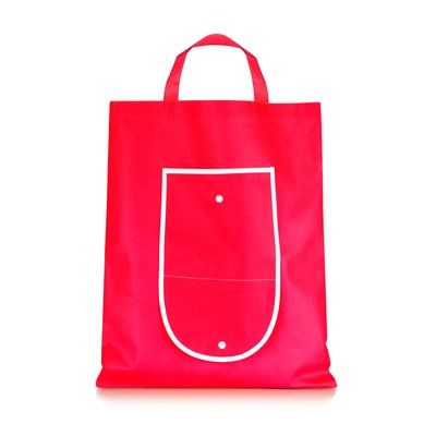 Bolsa plegable en non woven ribete blanco 39 x 47 cm Rojo