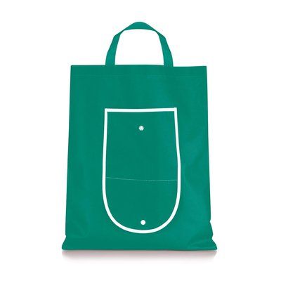 Bolsa plegable en non woven ribete blanco 39 x 47 cm Verde