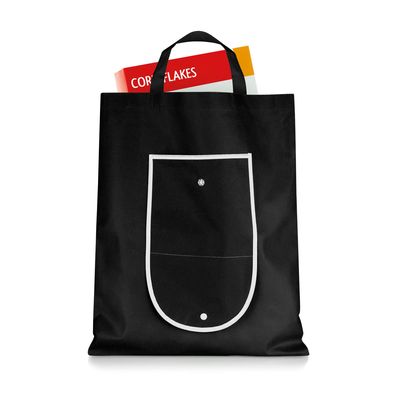 Bolsa plegable en non woven ribete blanco 39 x 47 cm