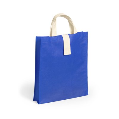 Bolsa plegable en non woven con cierre de velcro Azul