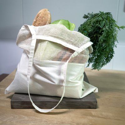 Bolsa de rejilla y algodón natural