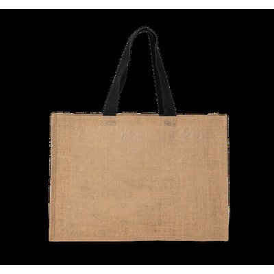Bolsa shopper XL de yute asas de color Natural / Black