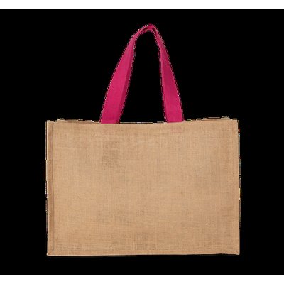 Bolsa shopper XL de yute asas de color Natural / Fuchsia