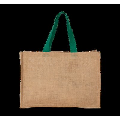 Bolsa shopper XL de yute asas de color Natural / Kelly Green
